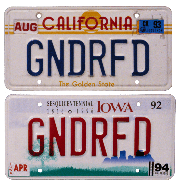 Gunderfriend License Plate - California to Iowa